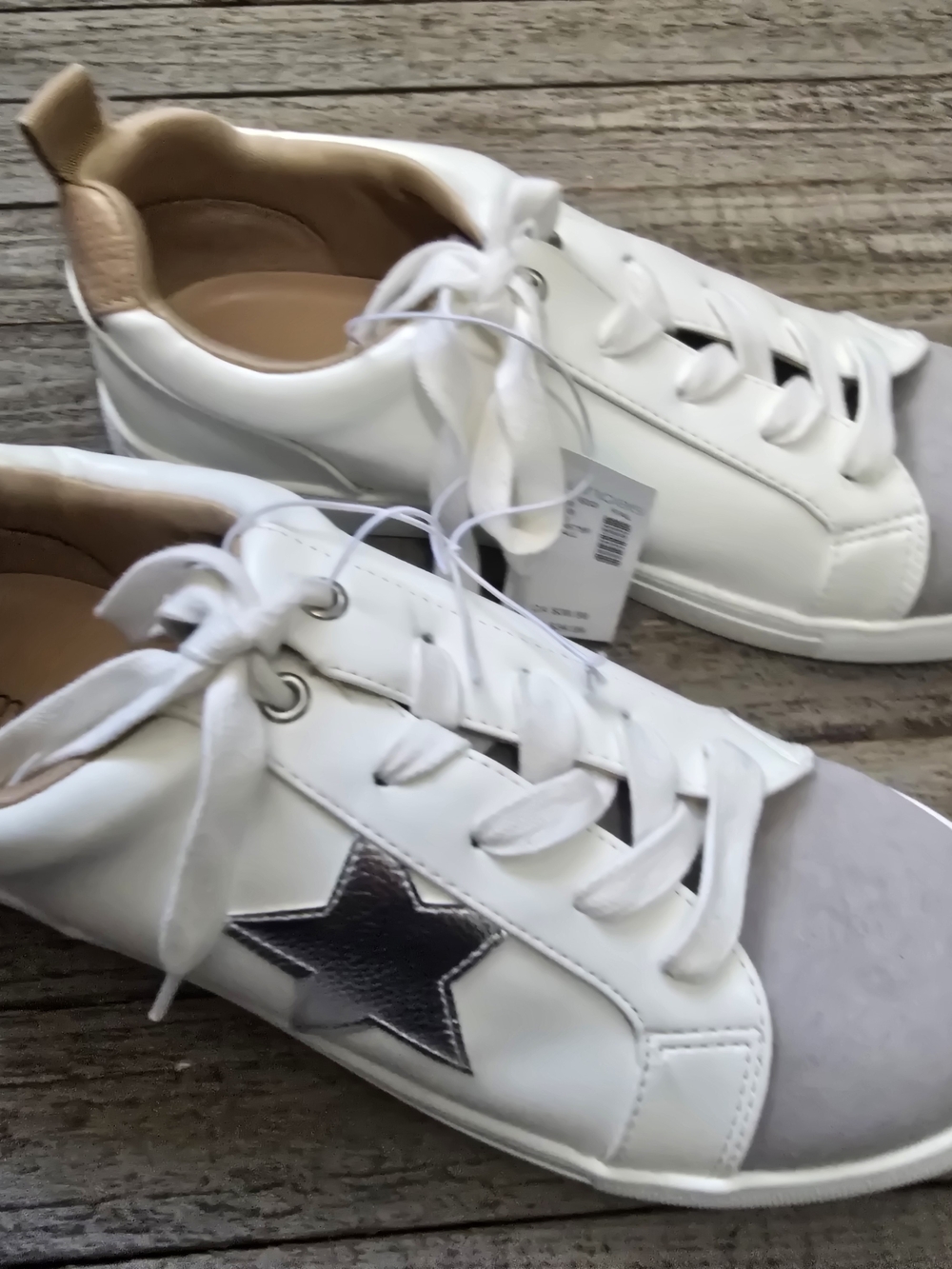 Maurices White Women's Lace-Up Sneakers with Silver Star Accent - Size 10